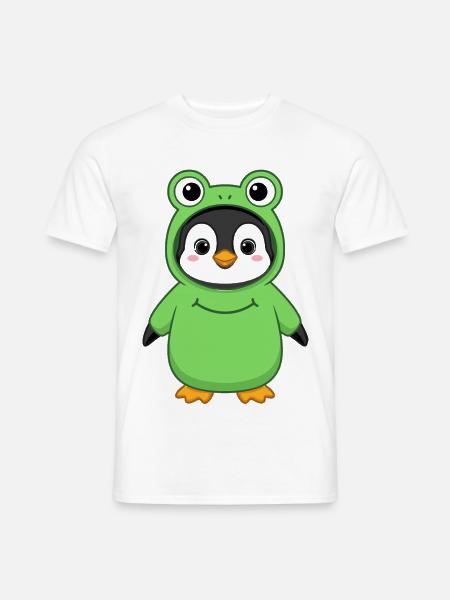 Niedlicher Pinguin Im Froschkostüm Lustig - Männer T-Shirt - Weiß