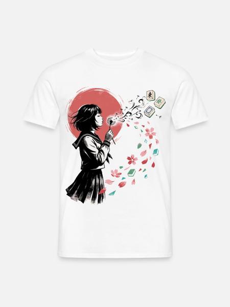 Mahjong Mädchen Japanisches Design - Männer T-Shirt - Weiß