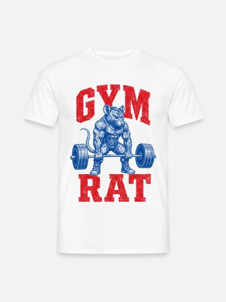 Gym Rat Lustiges Bodybuilder-Gewichtheben-Workout - Männer T-Shirt - Weiß