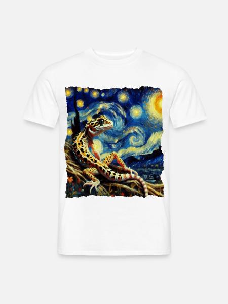 Leopardgecko Starry Night - Männer T-Shirt - Weiß