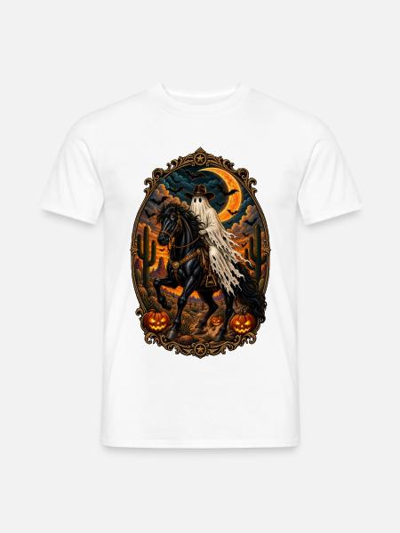 Ghost Cowboy on Horse - Männer T-Shirt - Weiß