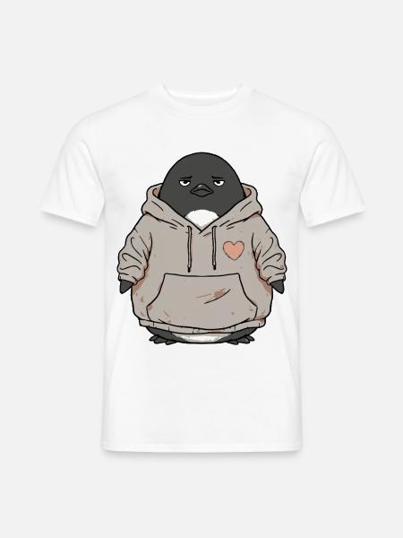 Niedlicher Pinguin Mit Kapuze - Männer T-Shirt - Weiß