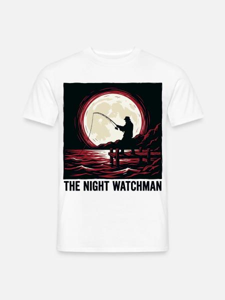 Der Nachtwächter – Nachtfischen bei Vollmond - Männer T-Shirt - Weiß