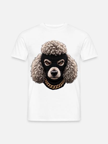 Böser Pudel mit Sturmhaube - Männer T-Shirt - Weiß