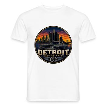 Detroit Motor City Classic Car Skyline-Abzeichen - Männer T-Shirt - Weiß - Vorne - AI Model Male 178 dark (178cm)