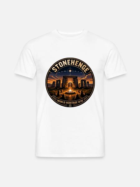Stonehenge Weltkulturerbe-Vintage Reiseabzeichen - Männer T-Shirt - Weiß