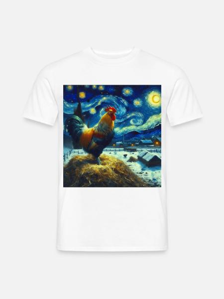Hahn Starry Night - Männer T-Shirt - Weiß