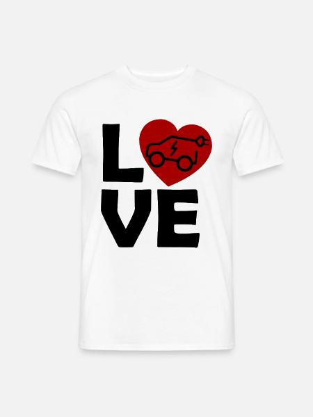Elektroauto Herzliebe - Männer T-Shirt - Weiß