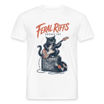 Rock Katze Gitarre Vinyl Garage Musik - Männer T-Shirt - Weiß - Vorne - AI Model Male 178 dark (178cm)