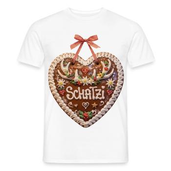 Lebkuchenherz Liebe Schatzi Hirschgeweih - Männer T-Shirt - Weiß - Vorne - AI Model Male 178 dark (178cm)