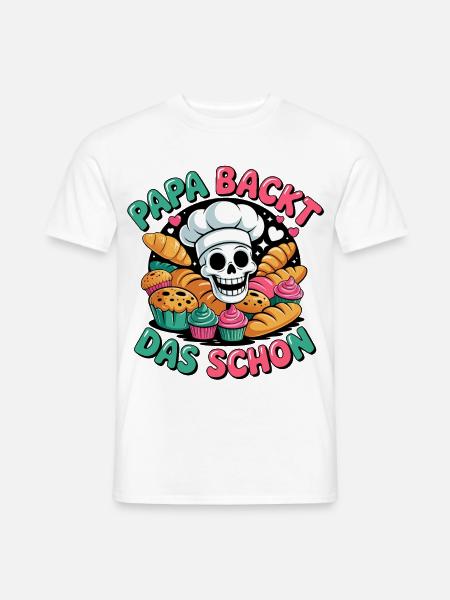 Papa backt das schon - Männer T-Shirt - Weiß