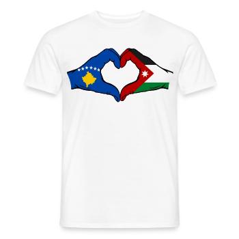 Kosovo Jordanien Flagge Hände Herzforn - Männer T-Shirt - Weiß - Vorne - AI Model Male 178 dark (178cm)