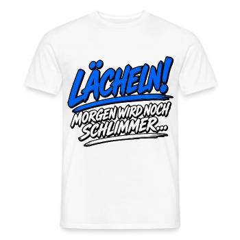 Lächeln! Blaues Pinsel-Statement - Männer T-Shirt - Weiß - Vorne - AI Model Male 178 dark (178cm)