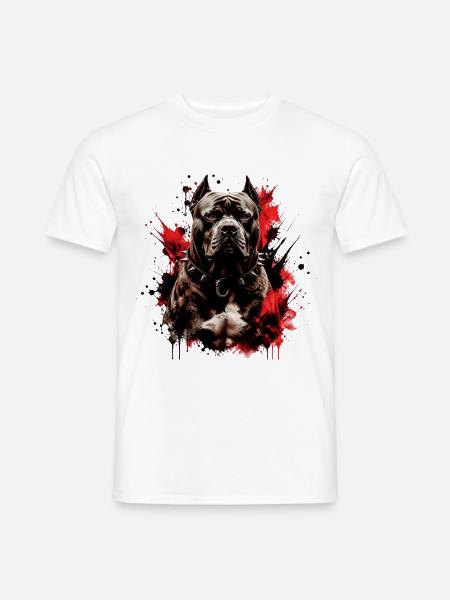 Krafthund mit rotem Fleck - Männer T-Shirt - Weiß