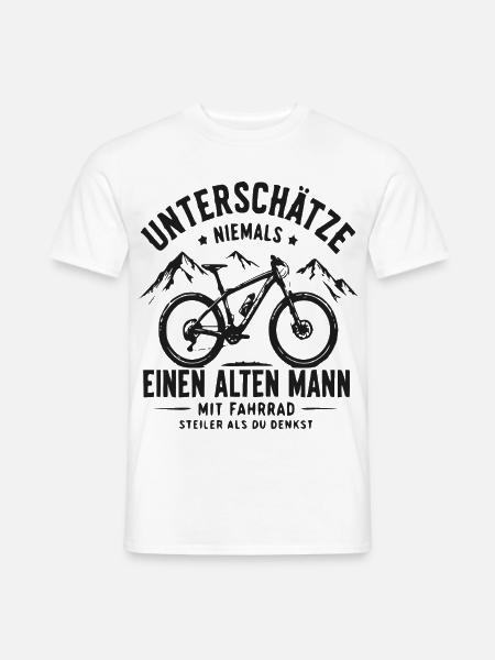 Alter Mann mit Fahrrad Berg-Statement - Männer T-Shirt - Weiß