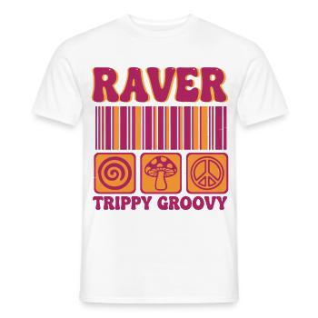 Raver Trippig Groovy Hippie Pilz-Rave - Männer T-Shirt - Weiß - Vorne - AI Model Male 178 dark (178cm)