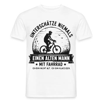 Unterschätze NIEMALS alten Mann mit Fahrrad - Männer T-Shirt - Weiß - Vorne - AI Model Male 178 dark (178cm)
