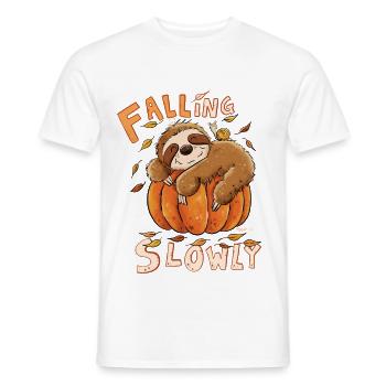 Falling Slowly Faultier Herbst Wortspiel Spruch  - Männer T-Shirt - Weiß - Vorne - AI Model Male 178 dark (178cm)