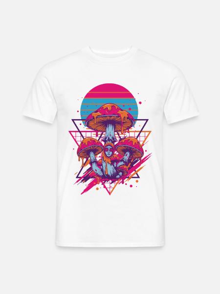 Psychedelische Festival-Hippie-Pilz-Batik-Pilze - Männer T-Shirt - Weiß