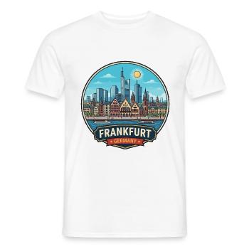 Frankfurter Deutschland Romerberg Skyline-Abzeichen - Männer T-Shirt - Weiß - Vorne - AI Model Male 178 dark (178cm)