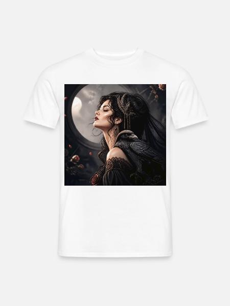 Frau mit einem Raben - Männer T-Shirt - Weiß
