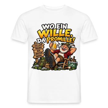 Wo ein Wille, da Promille! - Männer T-Shirt - Weiß - Vorne - AI Model Male 178 dark (178cm)