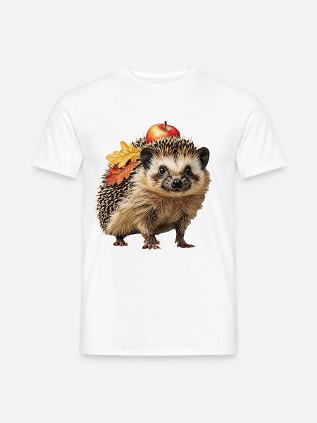 Igel-mit-Apfel - Männer T-Shirt - Weiß