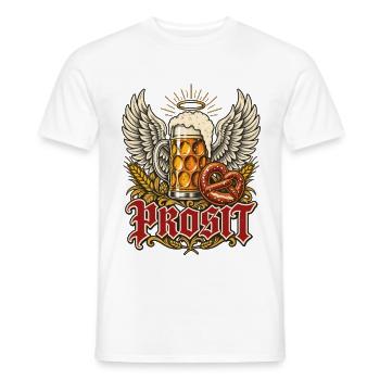 Prost Bier Brezel Bayerischer Engel Shirt - Männer T-Shirt - Weiß - Vorne - AI Model Male 178 dark (178cm)