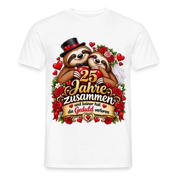 25 Jahre Zusammen Silberhochzeit Faultier Spruch - Männer T-Shirt - Weiß - Vorne - AI Model Male 178 dark (178cm)