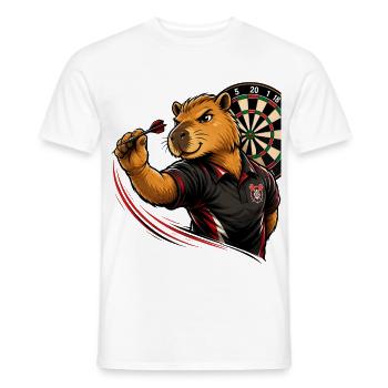 Capybara beim Dart - Männer T-Shirt - Weiß - Vorne - AI Model Male 178 dark (178cm)