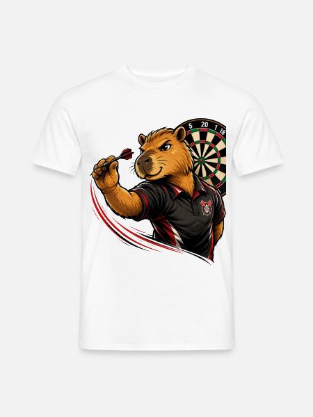 Capybara beim Dart - Männer T-Shirt - Weiß