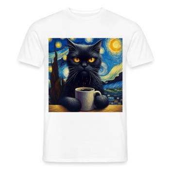 Schwarze Katze Starry Night - Männer T-Shirt - Weiß - Vorne - AI Model Male 178 dark (178cm)