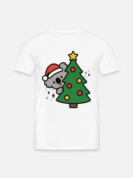 Süßer Koala versteckt im Weihnachtsbaum - Männer T-Shirt - Weiß
