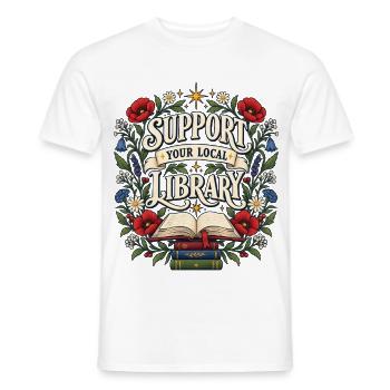 Unterstütze deine lokale Bibliothek - Männer T-Shirt - Weiß - Vorne - AI Model Male 178 dark (178cm)
