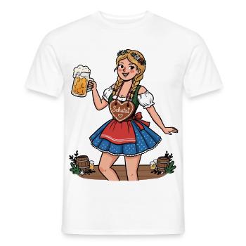 Volksfest Mädel mit Bier und Dirndl Oktober Schatz - Männer T-Shirt - Weiß - Vorne - AI Model Male 178 dark (178cm)