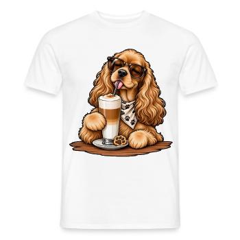 American Cocker Spaniel mit Latte Macchiato - Männer T-Shirt - Weiß - Vorne - AI Model Male 178 dark (178cm)