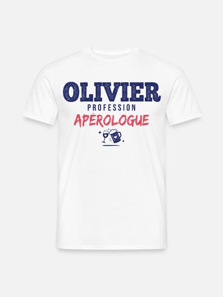 Olivier Aperologue – Humor Apéro - Männer T-Shirt - Weiß