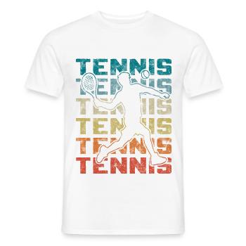 Retro Tennisspieler Spielt Vorhand - Männer T-Shirt - Weiß - Vorne - AI Model Male 178 dark (178cm)