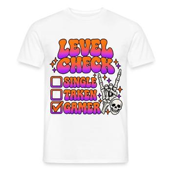 Level Check Gamer Humor für Gaming Fans - Männer T-Shirt - Weiß - Vorne - AI Model Male 178 dark (178cm)