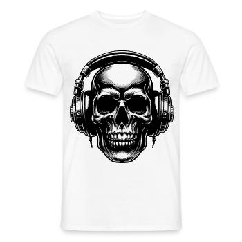 Skull mit Headset - Männer T-Shirt - Weiß - Vorne - AI Model Male 178 dark (178cm)