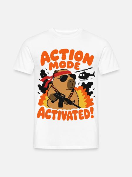 Action Mode Activated – Capybara-Actionheld - Männer T-Shirt - Weiß
