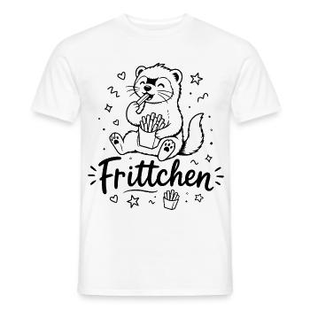 Frittchen - Frettchen mit Fritten - Pommes Frites - Männer T-Shirt - Weiß - Vorne - AI Model Male 178 dark (178cm)