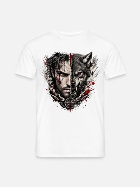 Schattenmann und Werwolf - Männer T-Shirt - Weiß