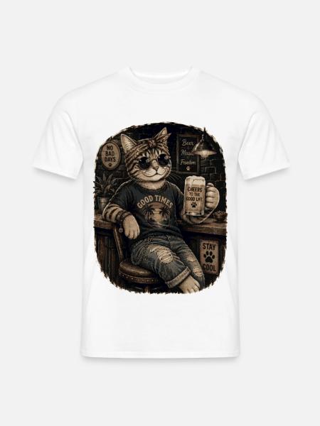 Good Times Bar Cat - Männer T-Shirt - Weiß