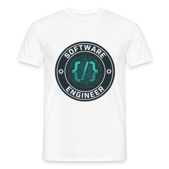 Software Engineer Binärcode-Badge-Geschenk - Männer T-Shirt - Weiß - Vorne - AI Model Male 178 dark (178cm)