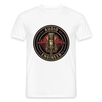 Geschenk des Toningenieurs mit Vintage-Mikrofon-Abzeichen - Männer T-Shirt - Weiß - Vorne - AI Model Male 178 dark (178cm)