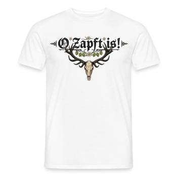 Trachten Hirschschädel mit Blütenkranz - Männer T-Shirt - Weiß - Vorne - AI Model Male 178 dark (178cm)