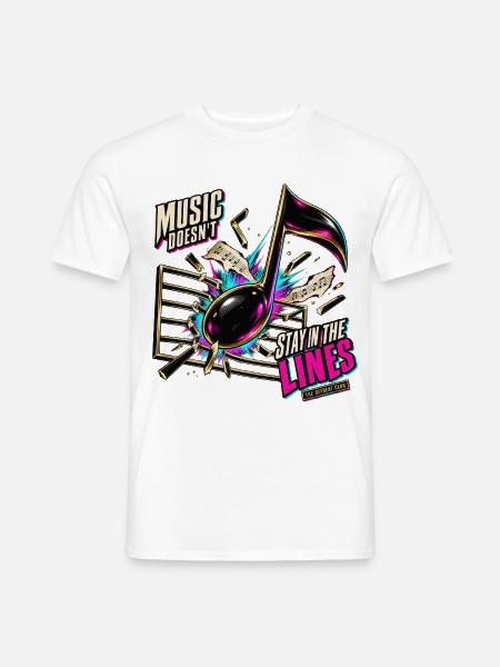 Lustiges Musikgeschenk – Musik bleibt nicht in den Linien - Männer T-Shirt - Weiß