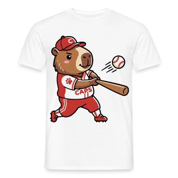 Niedliche Capybara-Baseballspieler-Sportästhetik - Männer T-Shirt - Weiß - Vorne - AI Model Male 178 dark (178cm)