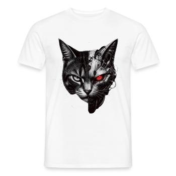 Halb-Katze Cyborg-Katze - Männer T-Shirt - Weiß - Vorne - AI Model Male 178 dark (178cm)